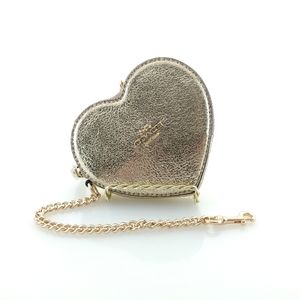 Coach Gold Leather Heart Shaped Coin Purse
